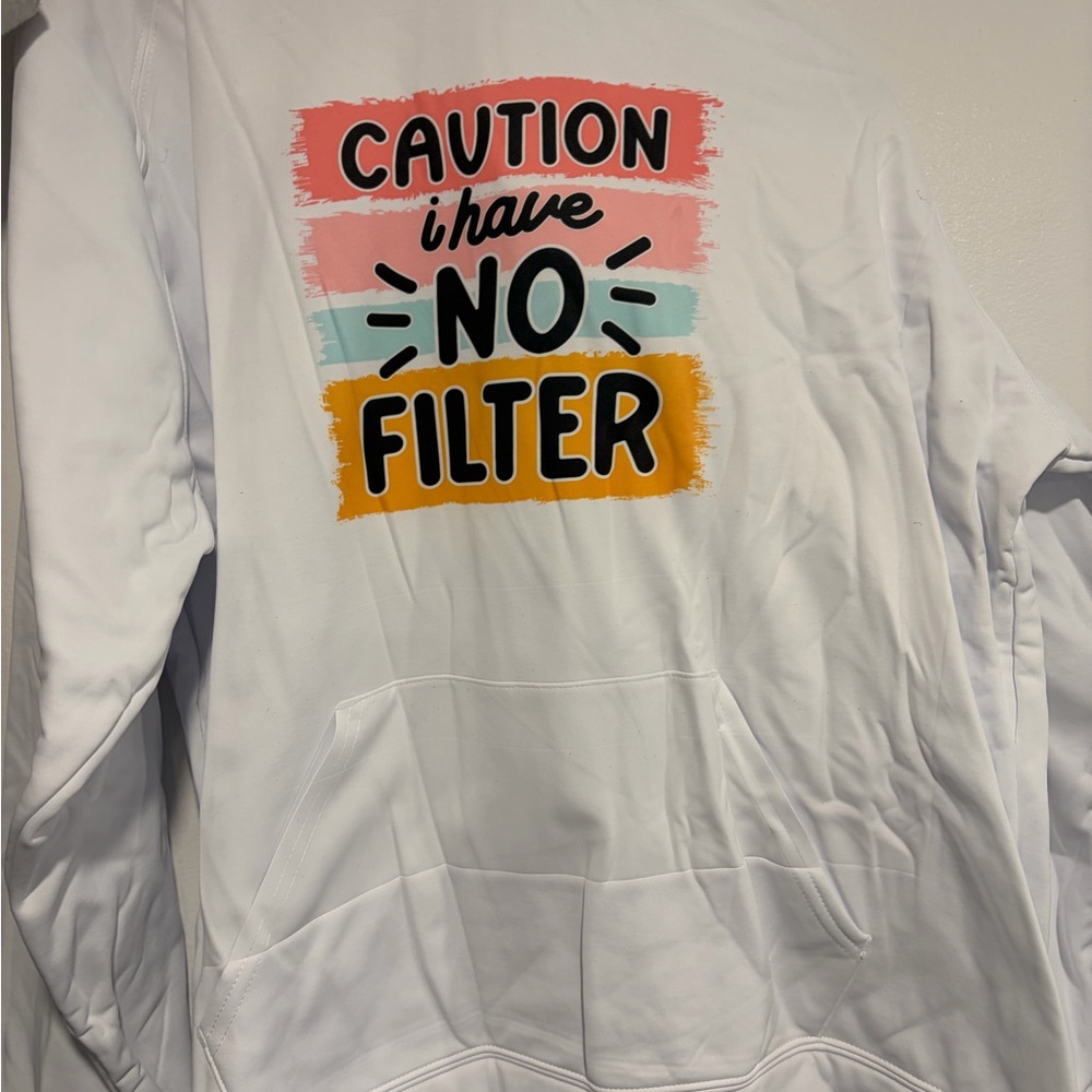 No Filter funny  Jerzees Classic White Hoodie with Dri-Power